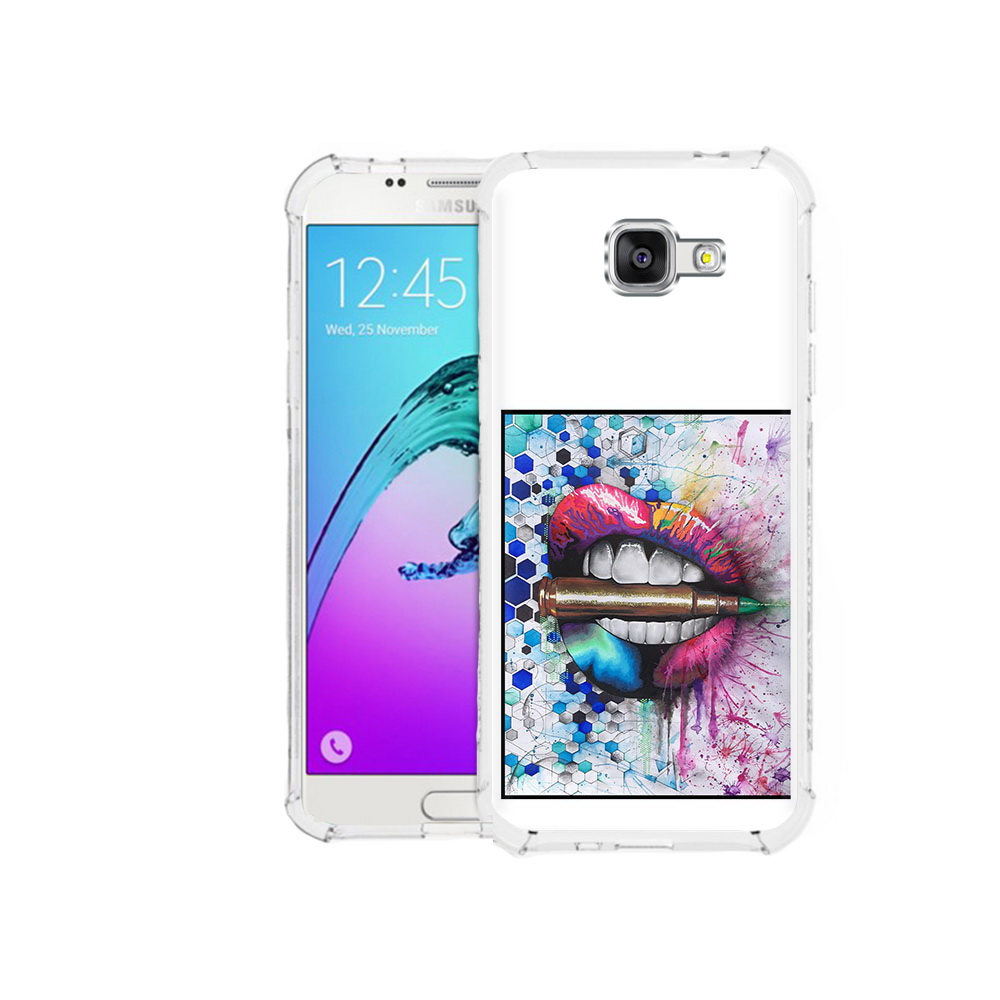 

Чехол MyPads Tocco для Samsung Galaxy A5 (2016) разноцветные губы с пулей, Прозрачный, Tocco