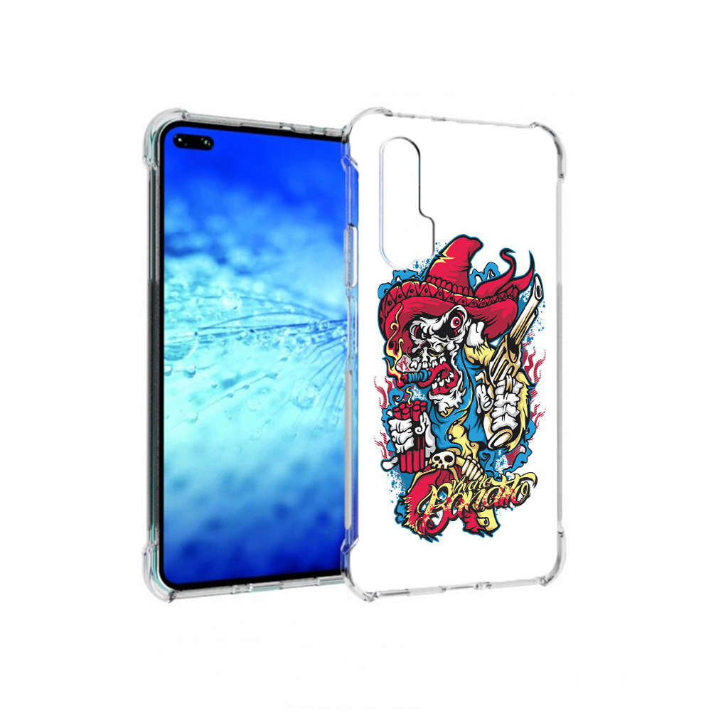 

Чехол MyPads Tocco для Huawei View 30 Pro нарисованный скелет с писталетом, Прозрачный, Tocco
