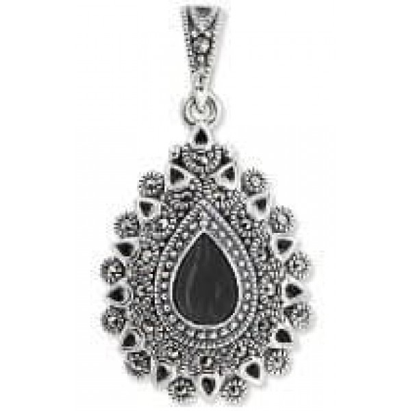 

Кулон из серебра с марказитом/ониксом Марказит HP1314, HP1314_марказит, оникс