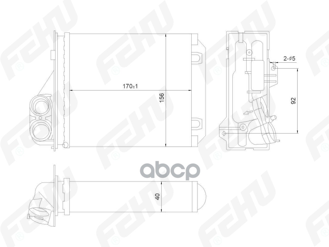 FEHU FRH1027M Радиатор отопителя (сборный) Lada Largus (12-)/Renault Logan (04-)