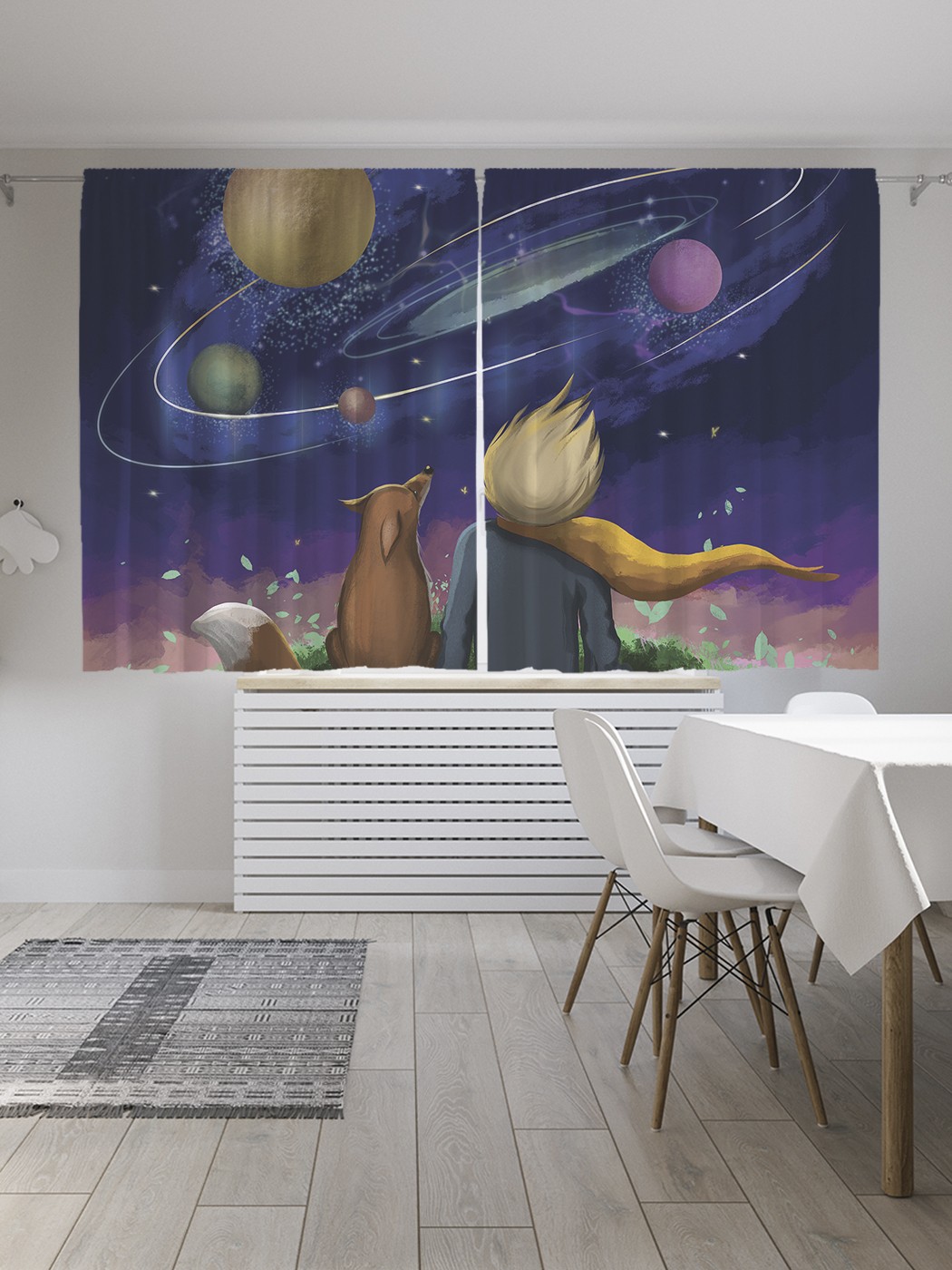 фото Шторы joyarty с фотопечатью "волшебный космос" из сатена, 290х180 см