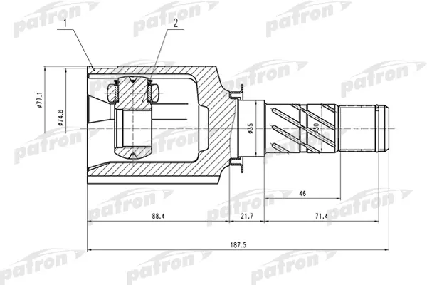 ШРУС внутренний 29x35x25 SUBARU LEGACY B13 03-09 PATRON PCV1556