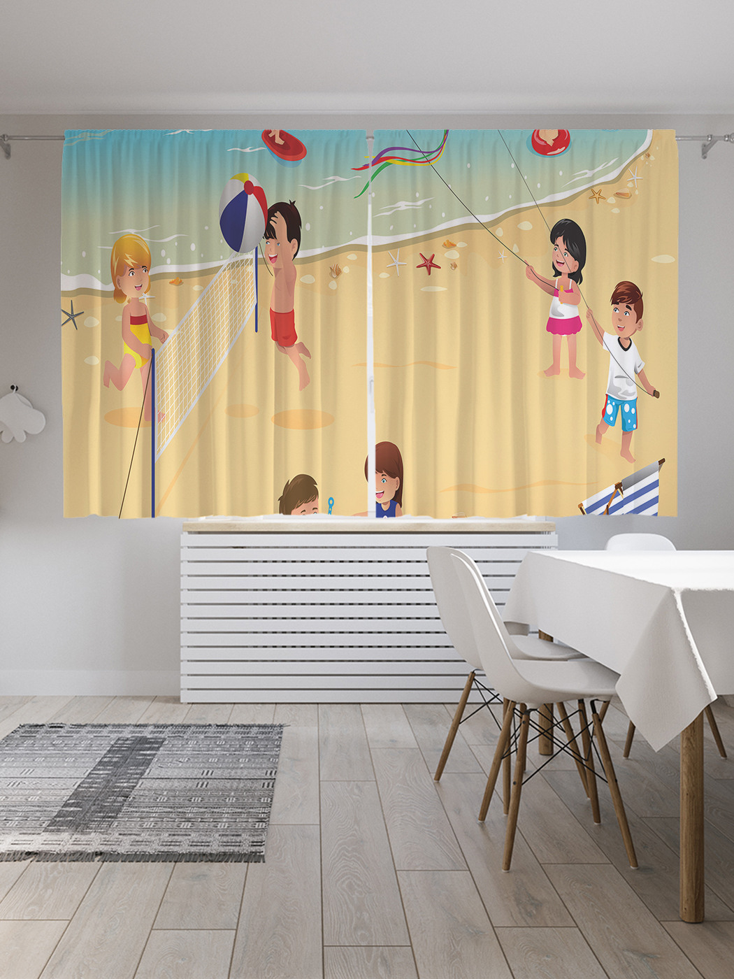 

Шторы JoyArty с фотопечатью "Детские игры на пляже" из сатена, 290х180 см, Детские игры на пляже