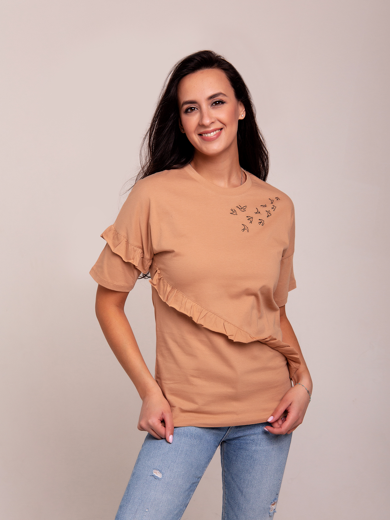 

Футболка женская RAPOSA 163 бежевая 46 RU, Бежевый, 163