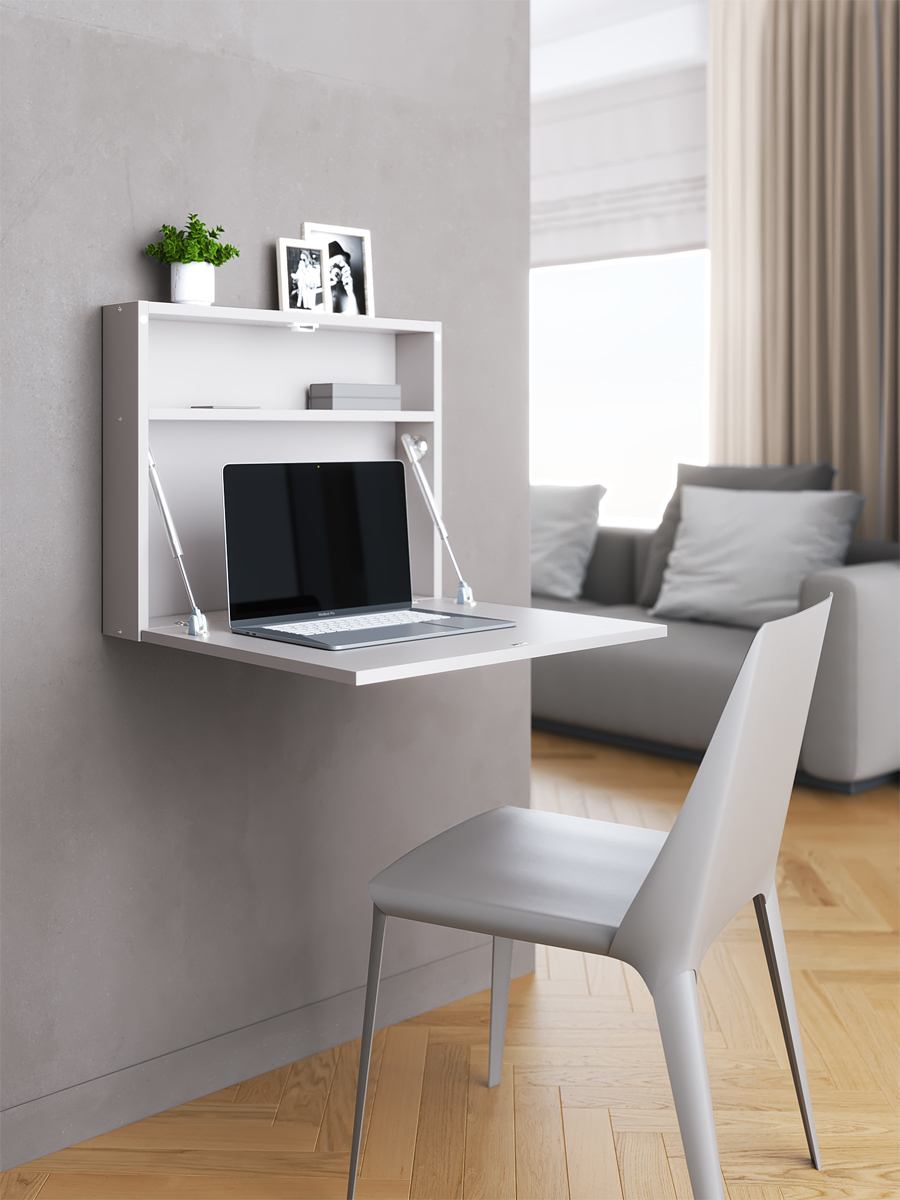фото Настенный откидной стол для ноутбука "holidays" квадратный,цвет серый