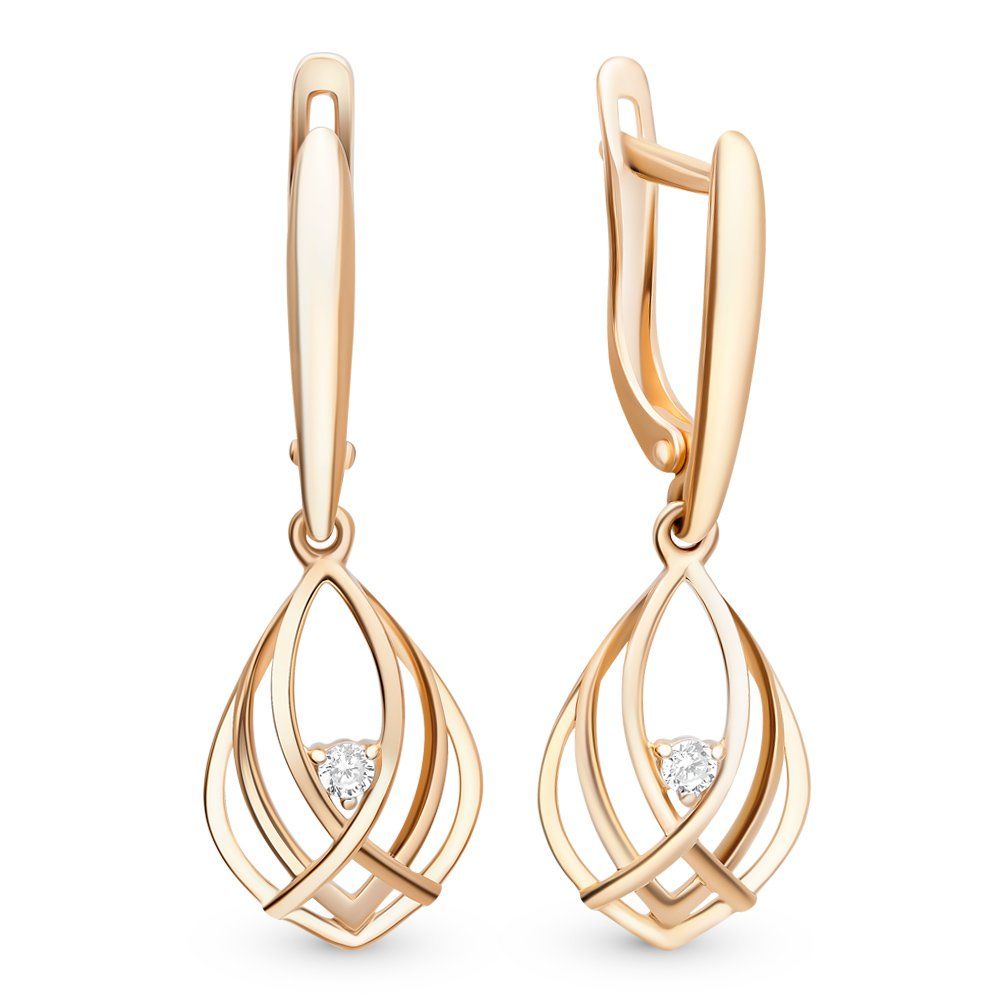 

Серьги подвески из красного золота 585Gold 302005849, фианит, 302005849