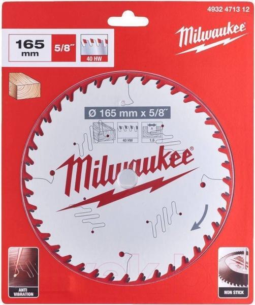 

Диск пильный MILWAUKEE 165x15.87x1.6x40 скошен. зуб по дереву