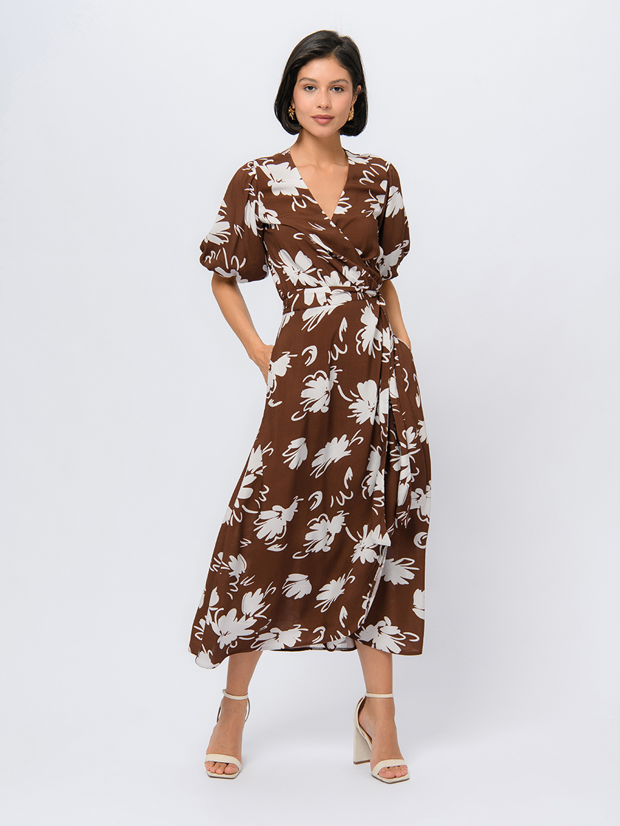 

Платье женское 1001dress 102512 коричневое 46, Коричневый, 102512