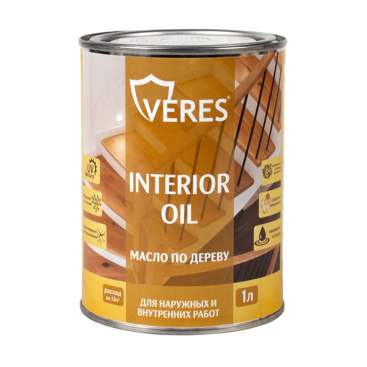 фото Масло для дерева veres interior oil, 1 л, бесцветное