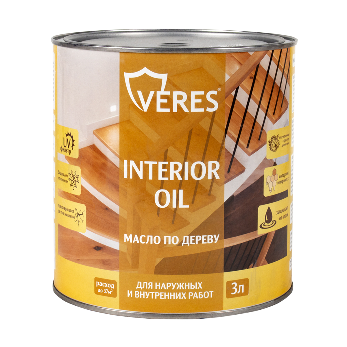 Масло для дерева Veres Interior Oil, 3 л, бесцветное