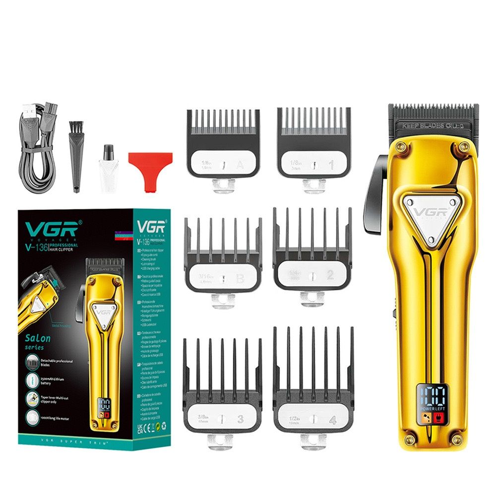 Машинка для стрижки волос VGR Professional V-136 золотистый