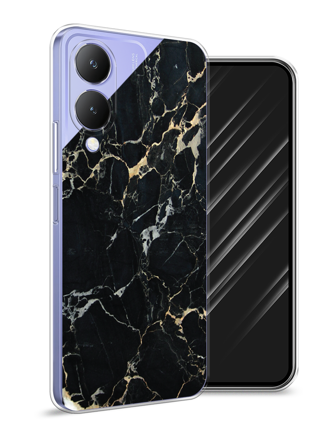 

Чехол Awog на Vivo Y17s "Черный мрамор уголок", Черный;золотистый, 269850-1