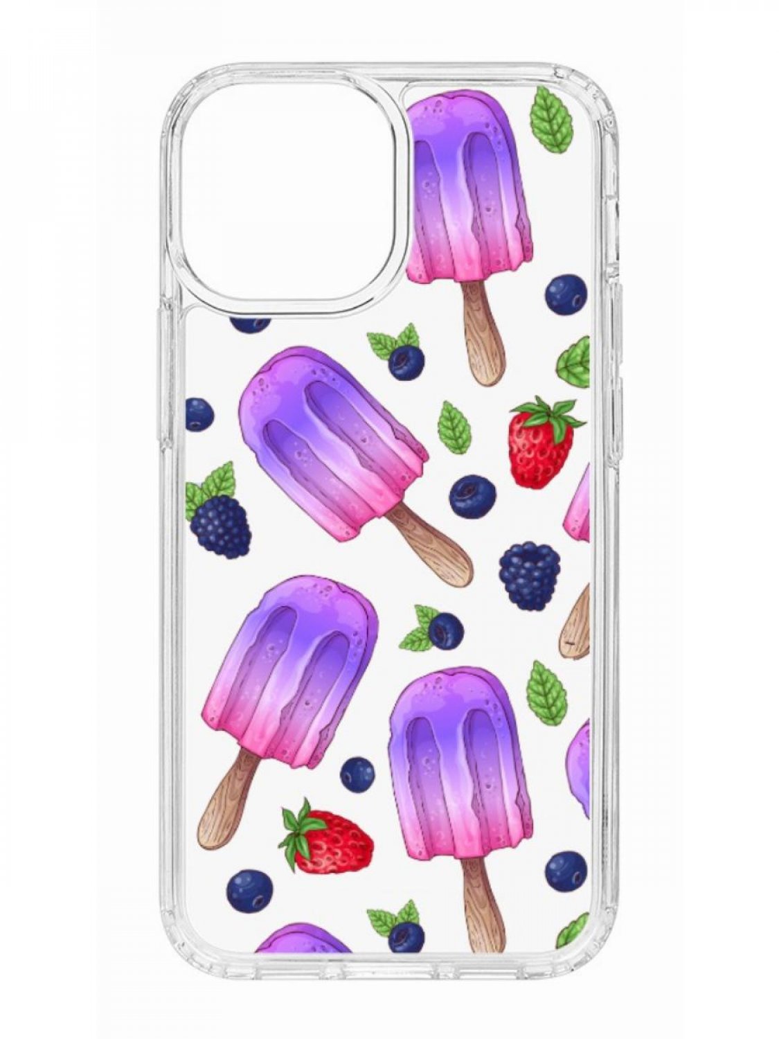 фото Противоударный чехол для apple iphone 13 mini кruче print ice cream прозрачный с рисунком