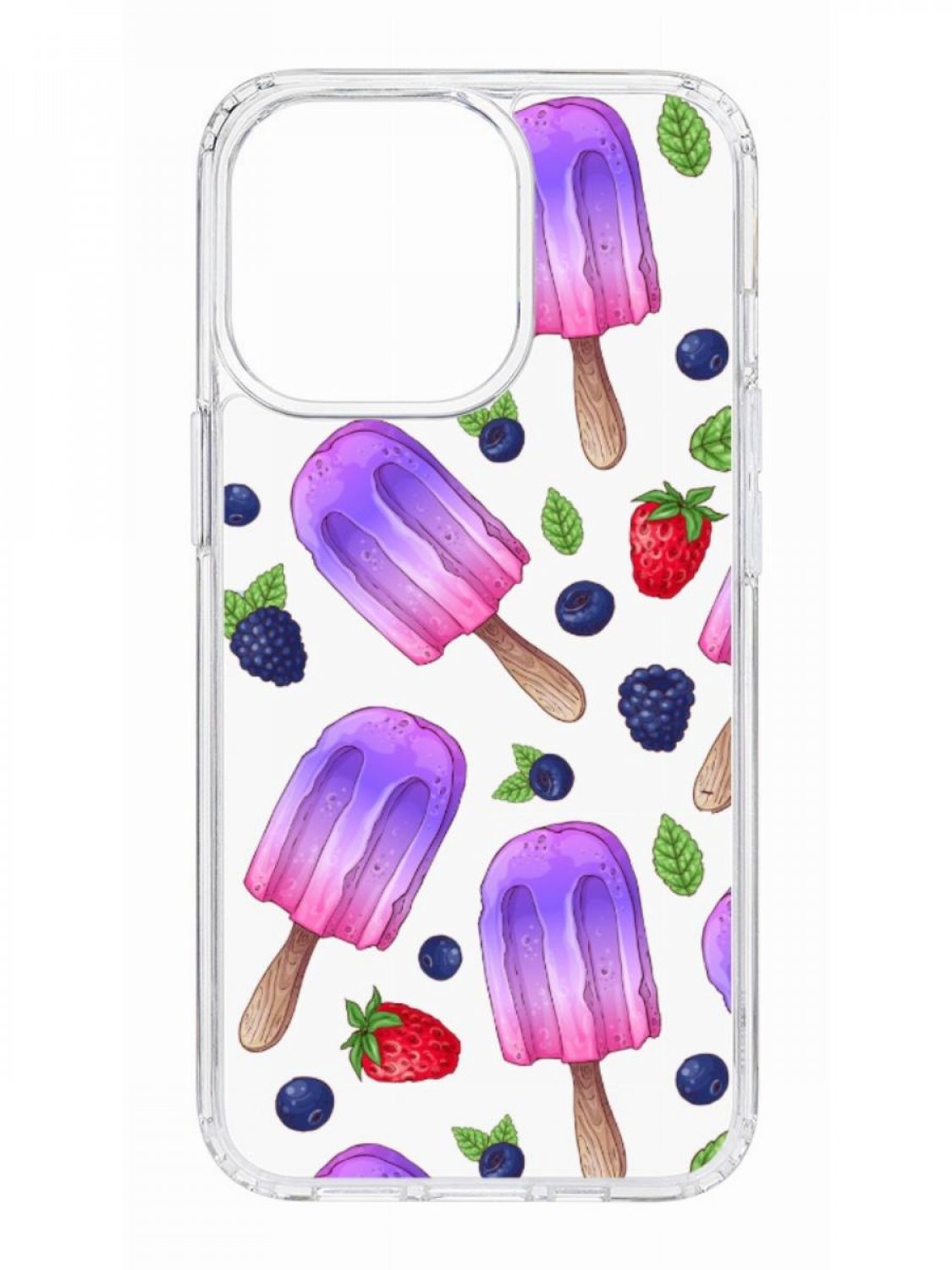 фото Противоударный чехол для apple iphone 13 pro кruче print ice cream прозрачный с рисунком