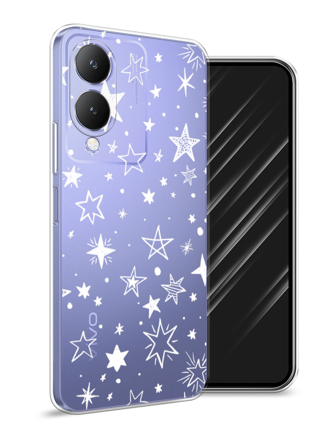 

Чехол Awog на Vivo Y17s "Звездочки графика белая", Прозрачный;белый, 269850-1