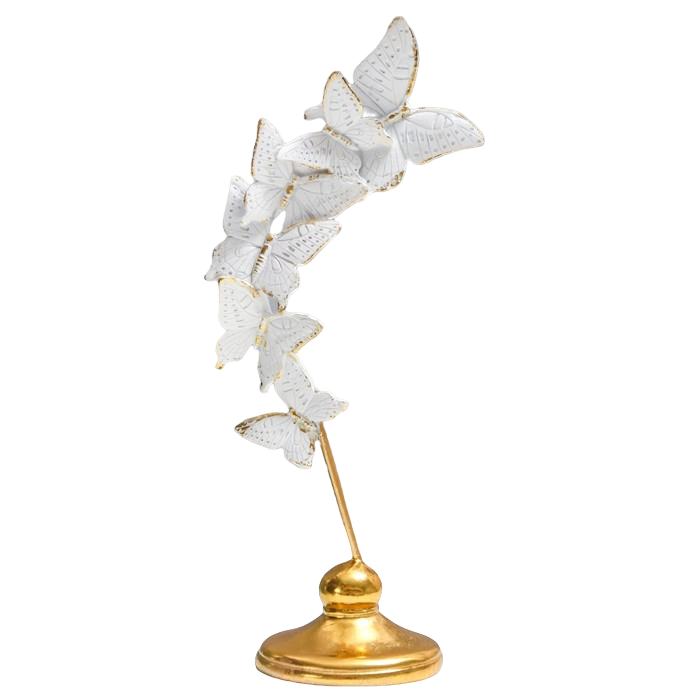 

Сувенир полистоун Рой бабочек 34х10х10 см, Белый;золотистый