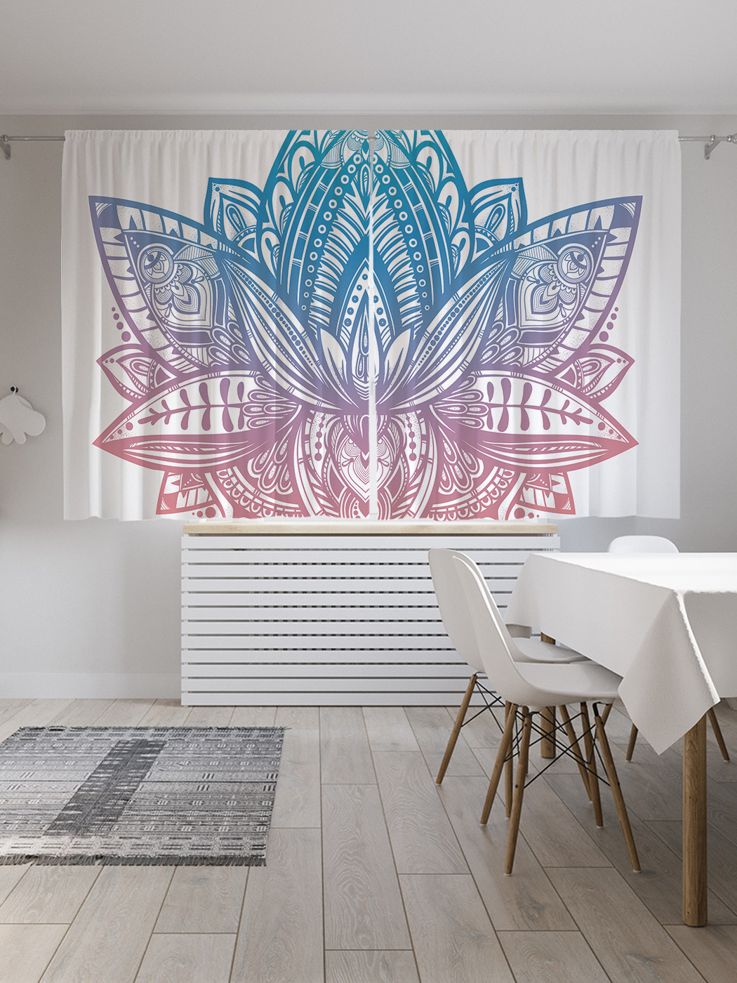 

Шторы JoyArty с фотопечатью "Градиентный орнамент в лотосе" из сатена, 290х180 см, Градиентный орнамент в лотосе