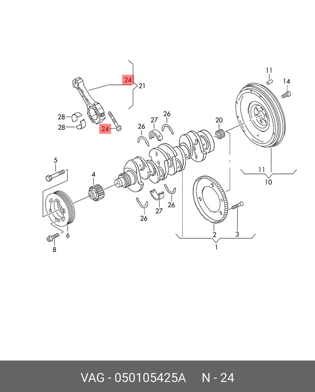 

Болт Крепления Крышки Шатуна Vw Vag 050105425A VAG 050105425A