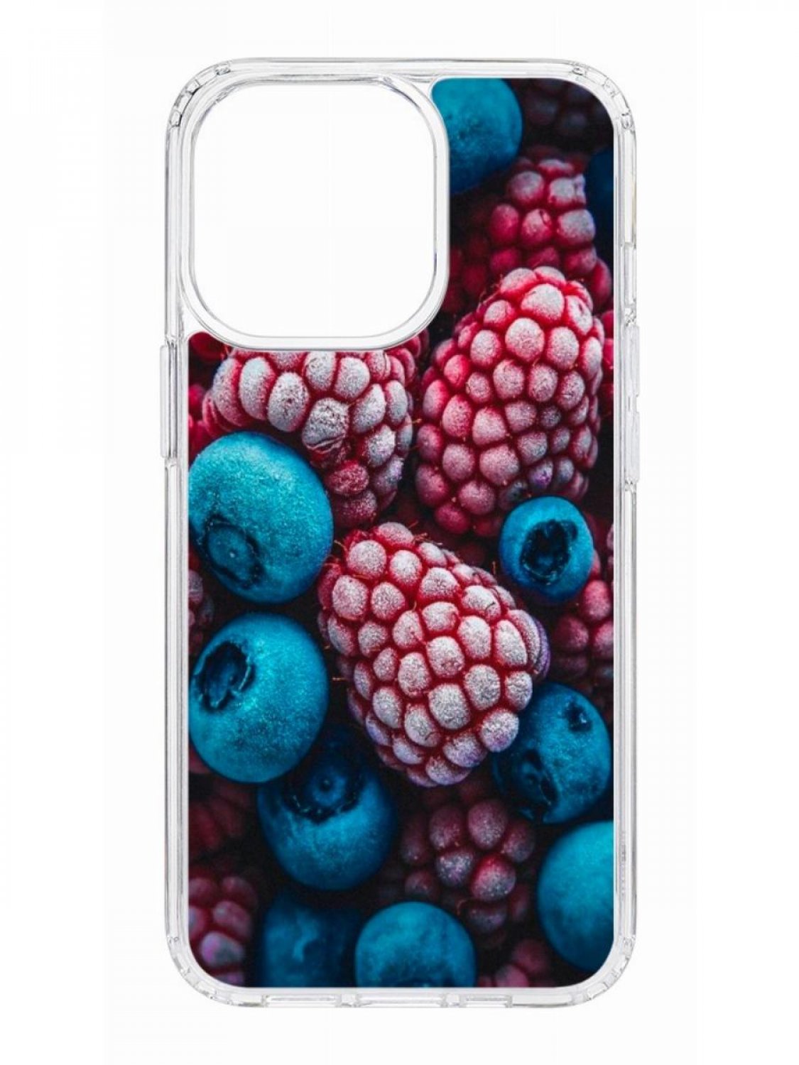 

Противоударный чехол для Apple iPhone 13 Pro КRUЧЕ Print Fresh berries прозрачный, Синий;красный;белый, Чехол на айфон 13 Про с защитой камеры