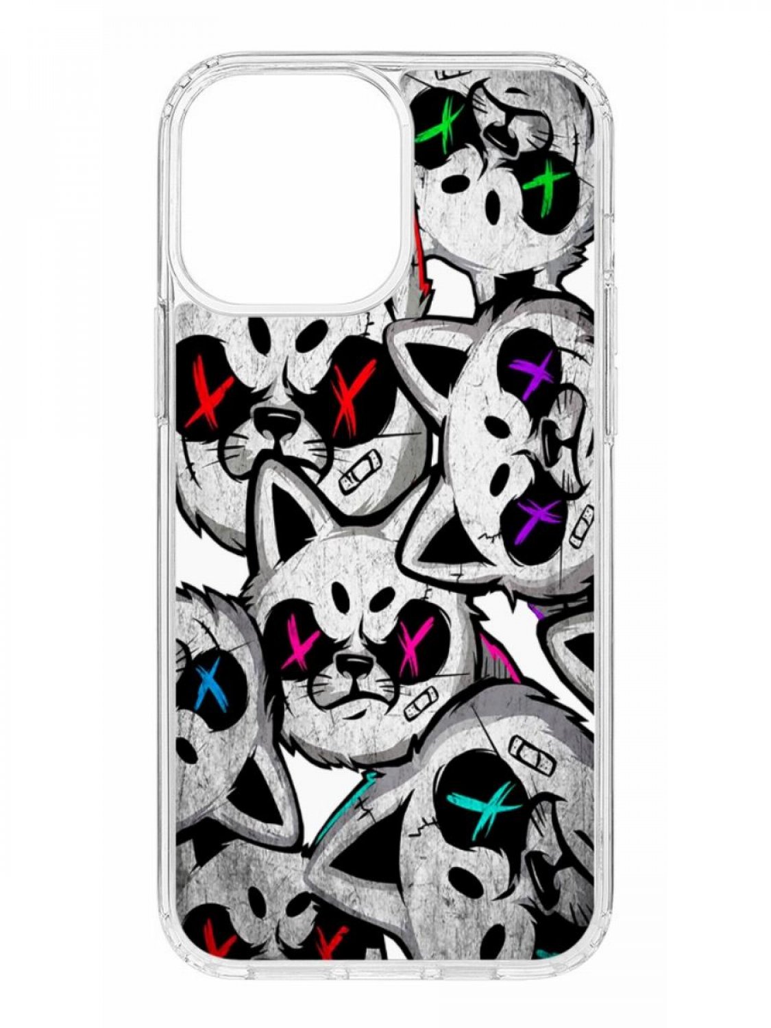 фото Противоударный чехол для apple iphone 13 pro max кruче print angry cats прозрачный