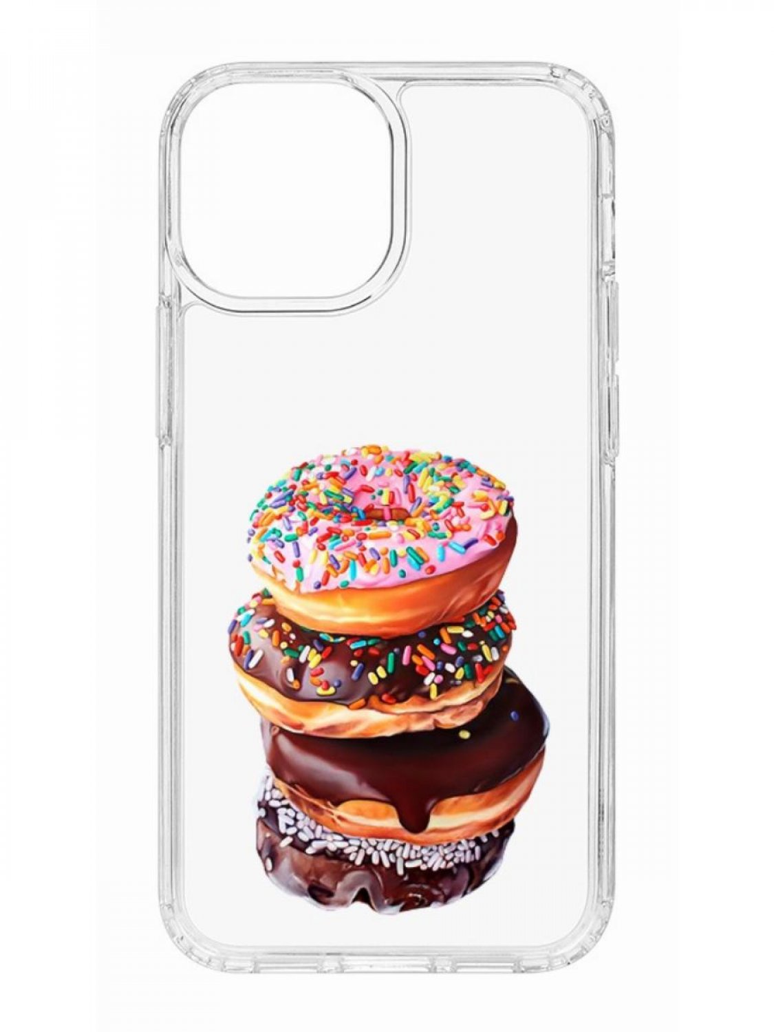 фото Противоударный чехол для apple iphone 13 mini кruче print donuts прозрачный с рисунком