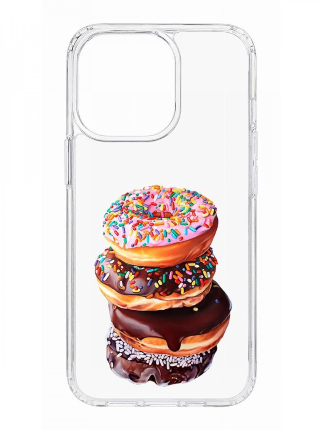 фото Противоударный чехол для apple iphone 13 pro кruче print donuts прозрачный с рисунком