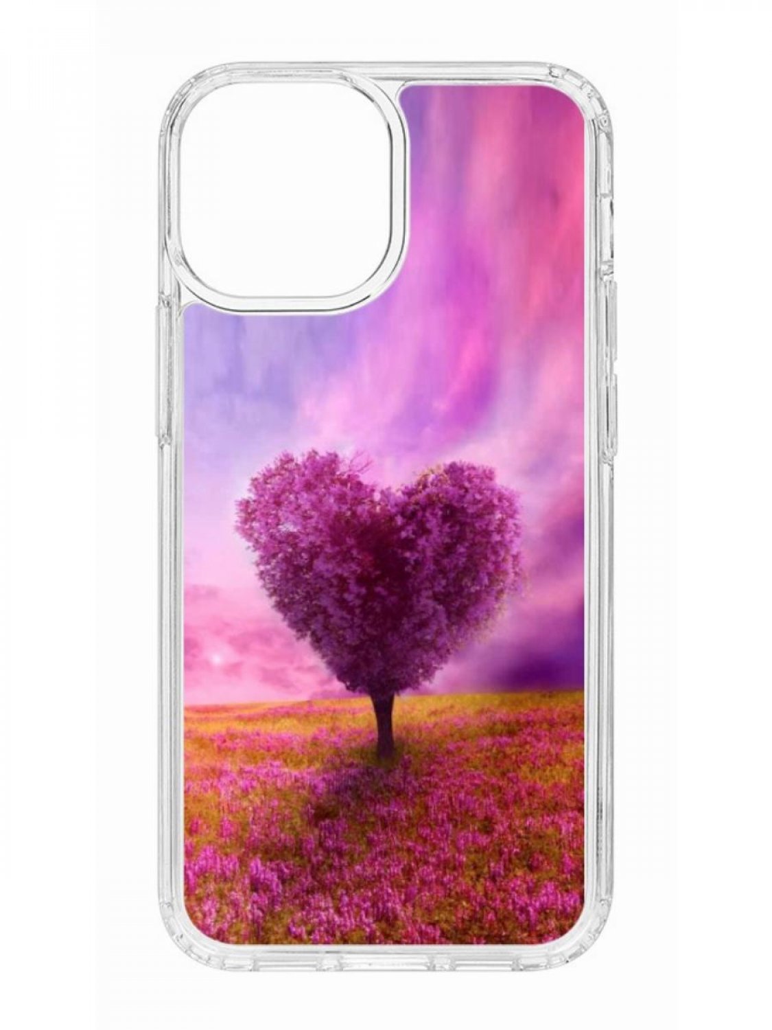 фото Противоударный чехол для apple iphone 13 mini кruче print pink heart прозрачный с рисунком