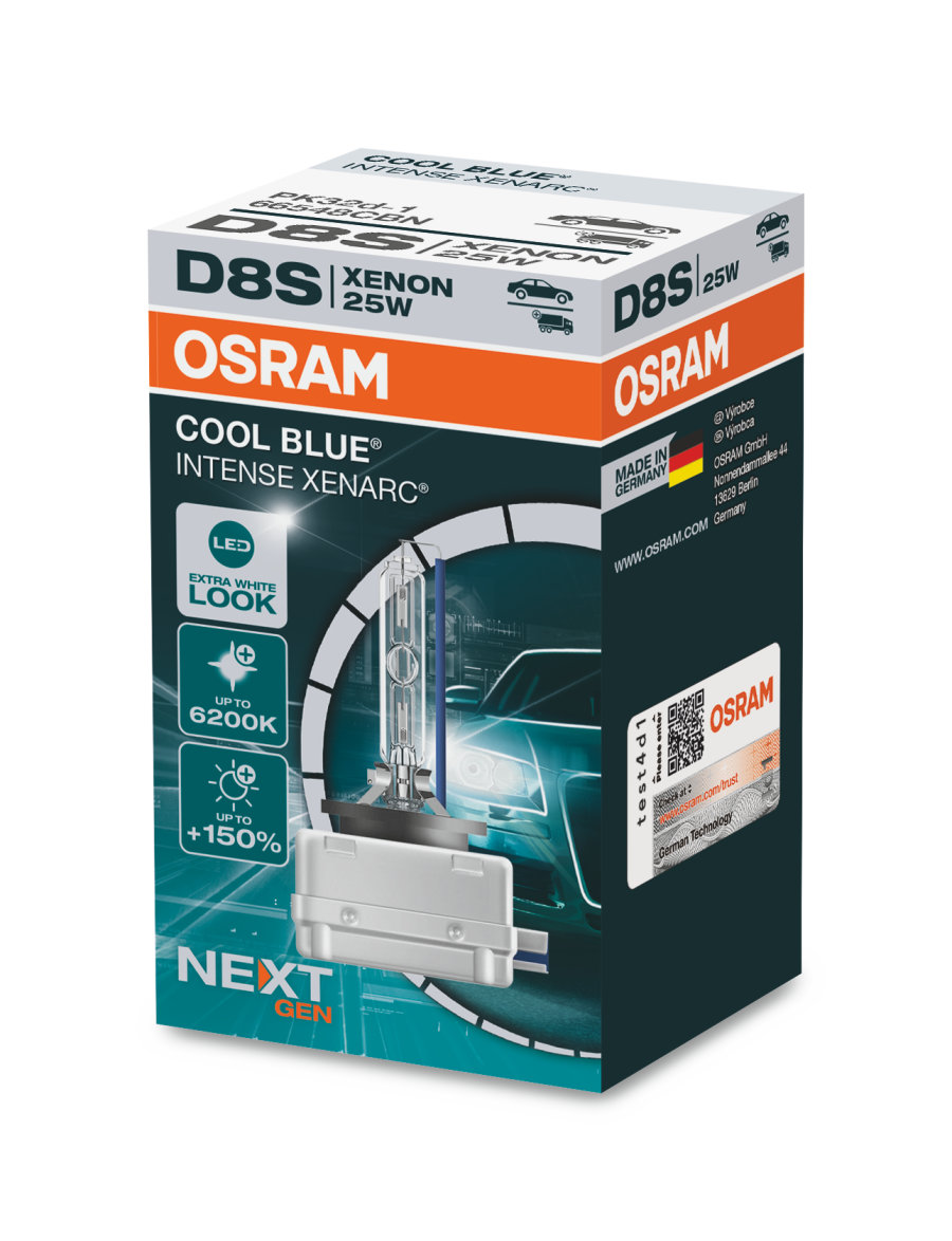 фото Лампа d8s 42v 25w pk32d-1 xenarc cool blue intense (next generation) 6200к osram