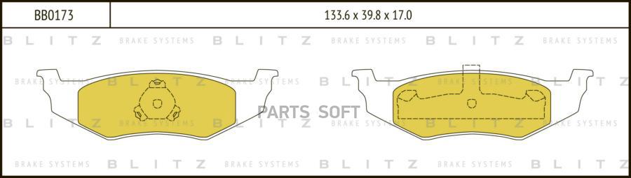 

Тормозные колодки BLITZ задние дисковые для Dodge Stratus, Neon 1992- BB0173