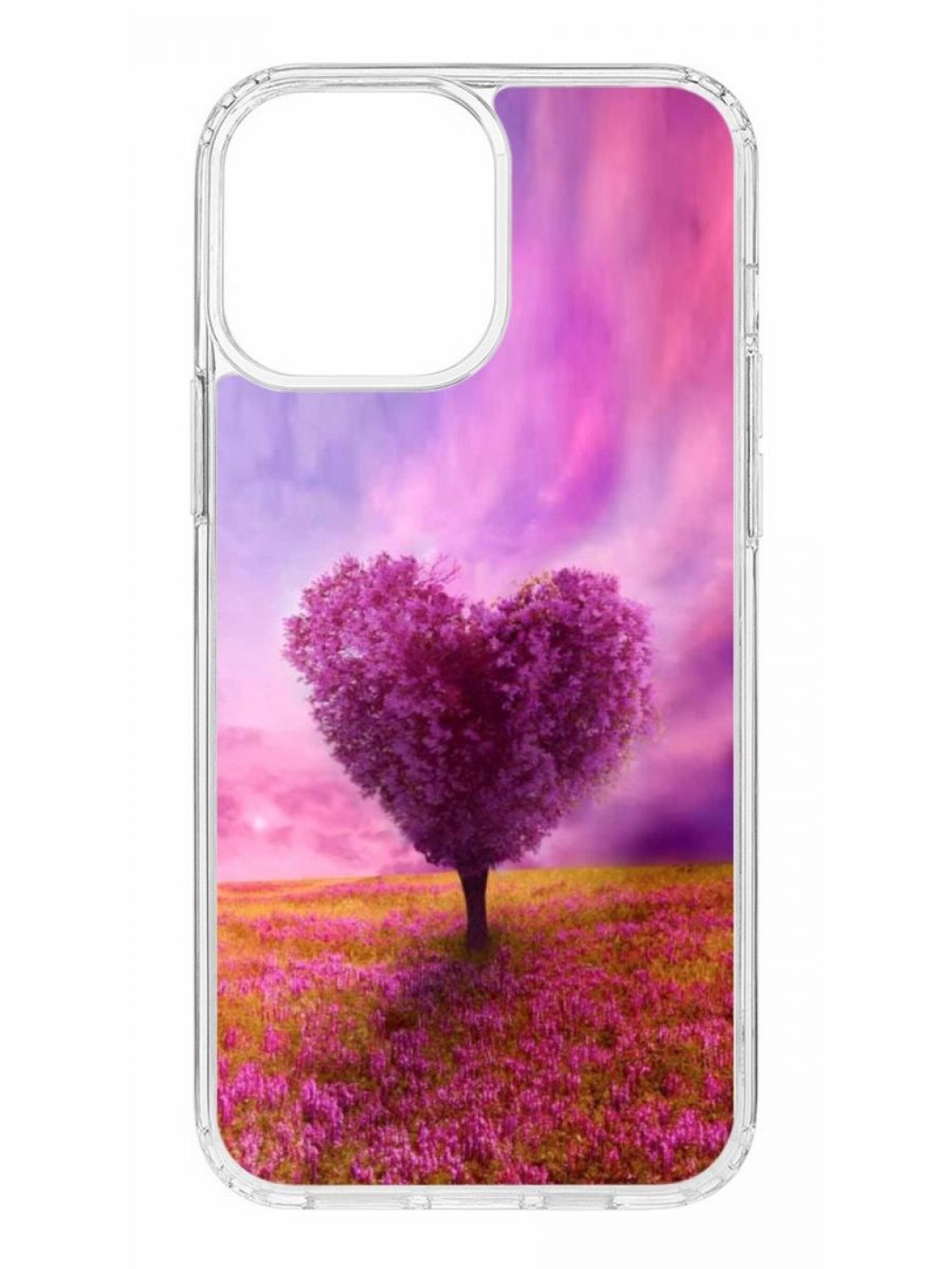 Противоударный чехол для Apple iPhone 13 Pro Max КRUЧЕ Print Pink heart прозрачный