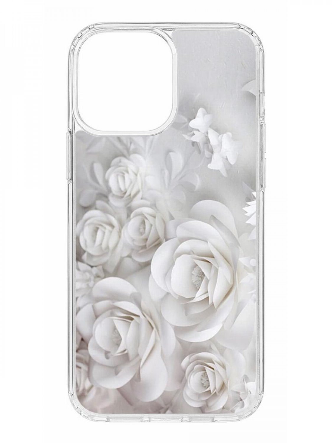 фото Противоударный чехол для apple iphone 13 pro max кruче print white roses прозрачный