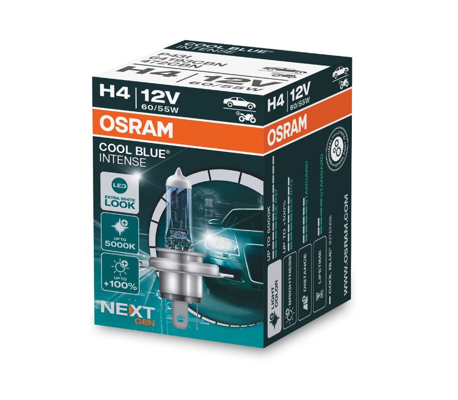 фото Лампа h4 12v 60/55w p43t cool blue intense (next generation) 5000к osram