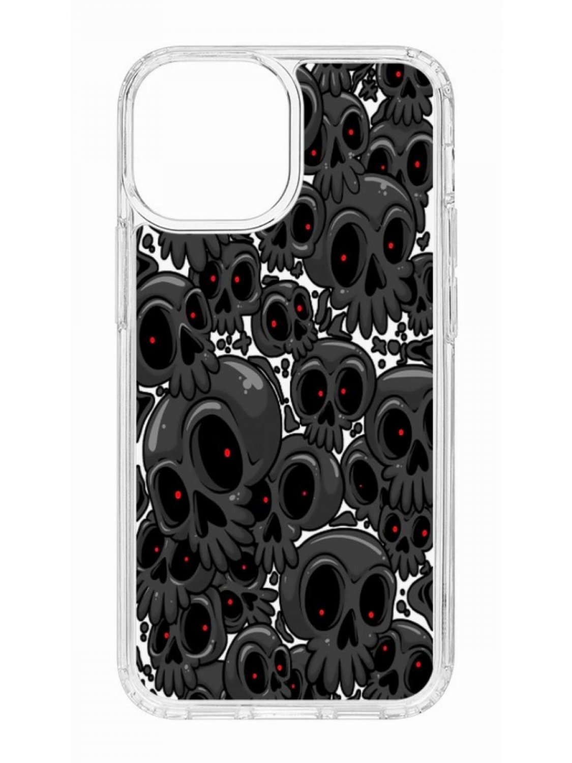 фото Противоударный чехол для apple iphone 13 mini кruче print skull gray прозрачный с рисунком