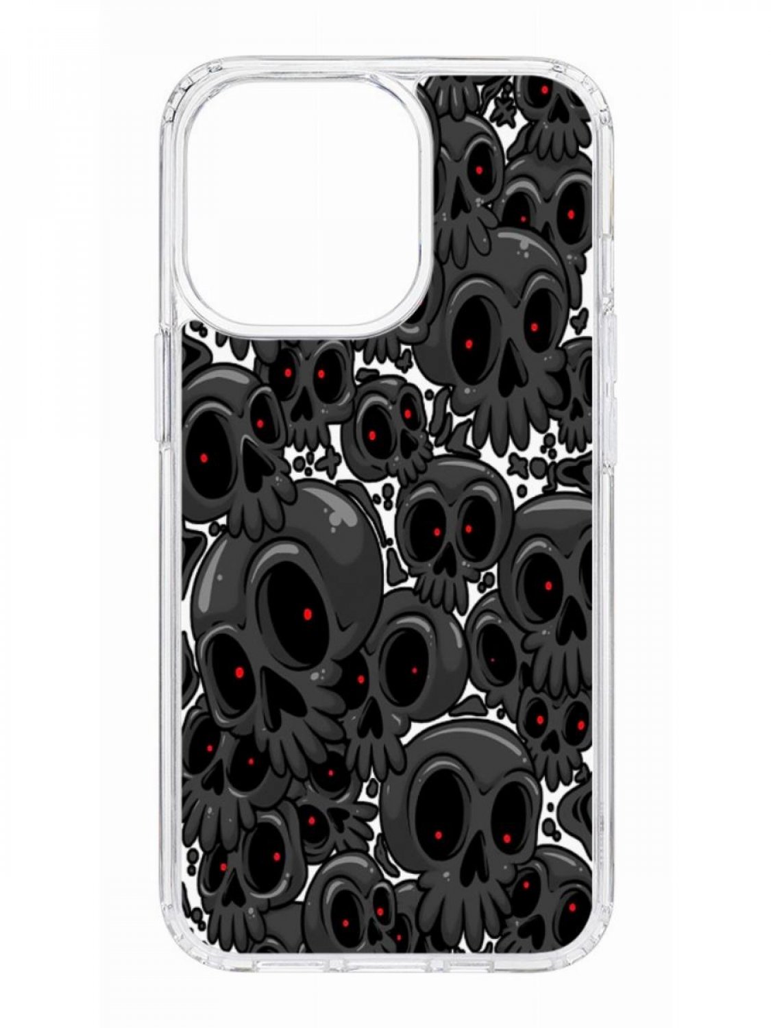 фото Противоударный чехол для apple iphone 13 pro кruче print skull gray прозрачный с рисунком