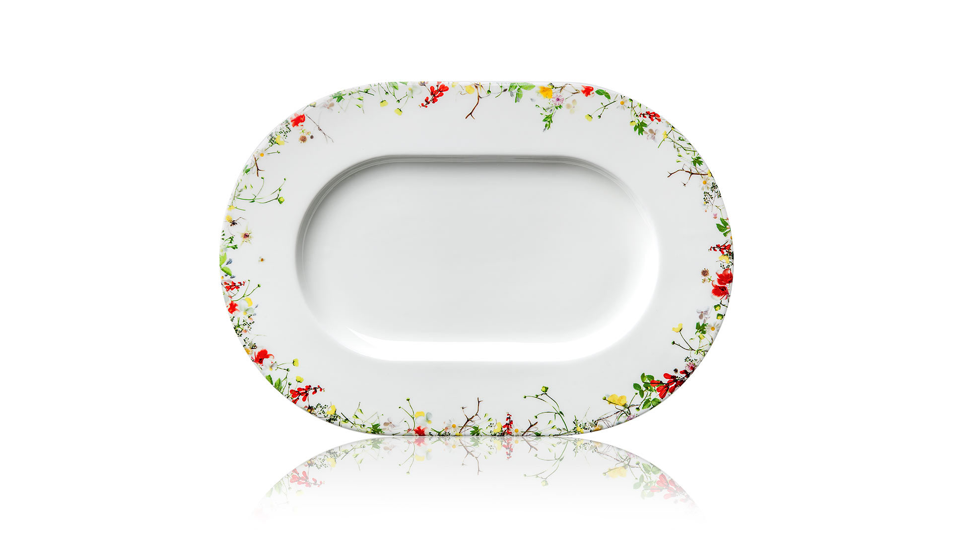 

Блюдо овальное Rosenthal Дикие цветы 41 см, фарфор костяной, Белый;красный