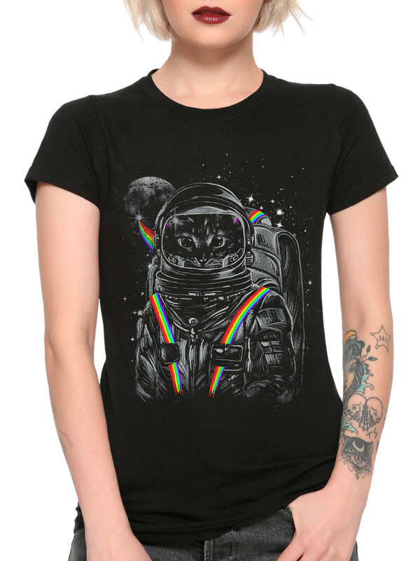 

Футболка женская Dream Shirts Кот Космонавт черная 2XL, Кот Космонавт