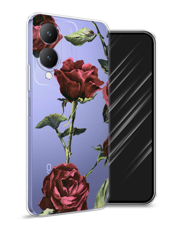 

Чехол Awog на Vivo Y17s "Бордовые розы фон", Бордовый, 269850-1