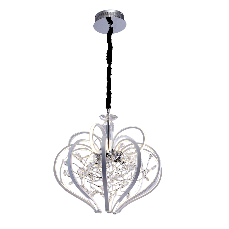 

Люстра светодиодная подвесная белая с хромом ELVAN 8268/15-58W-3500K, LU-8268/15-58W-WW-WhCh