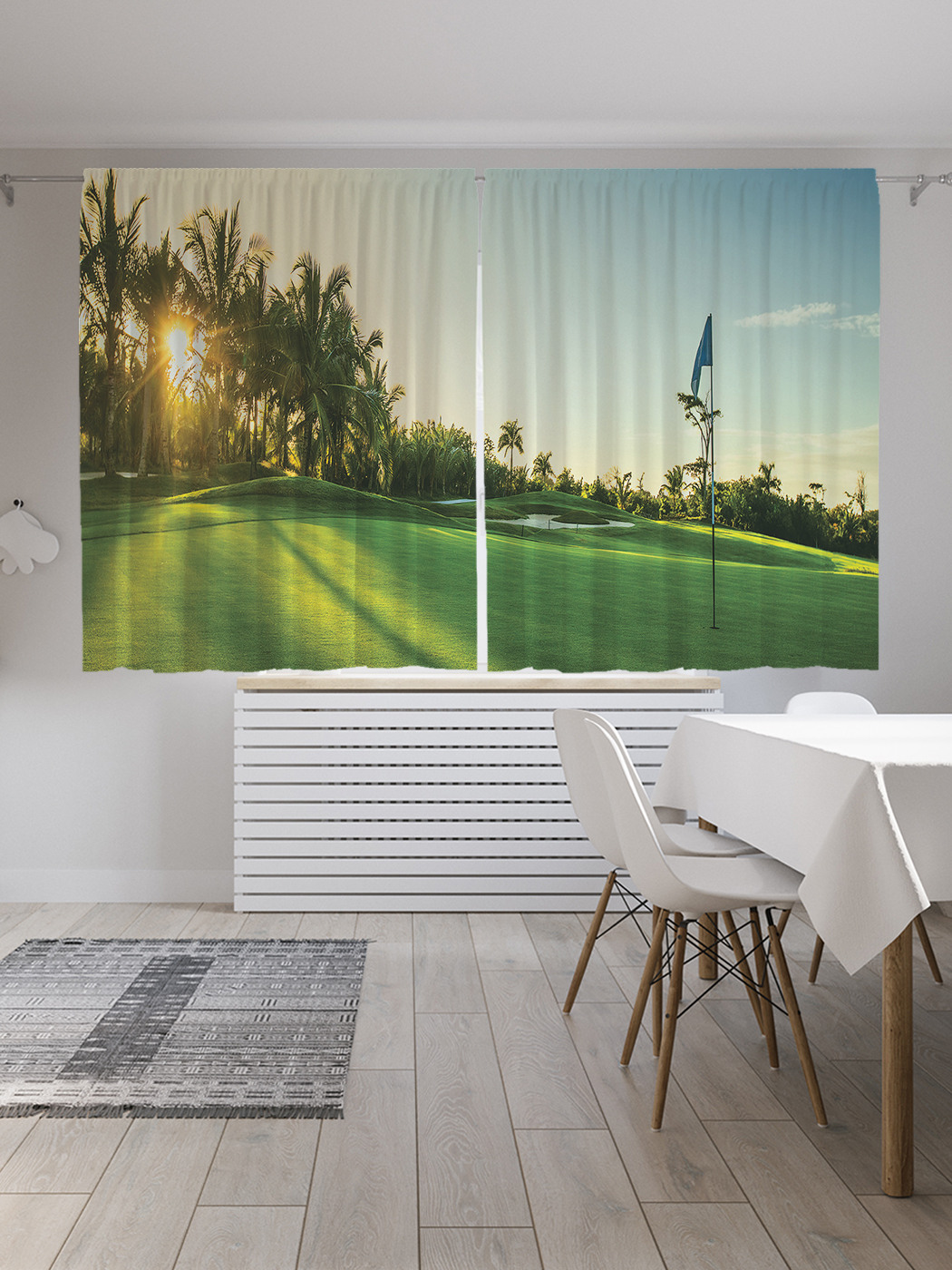 

Шторы JoyArty с фотопечатью "Поле для гольфа с флажком" из сатена, 290х180 см, Поле для гольфа с флажком