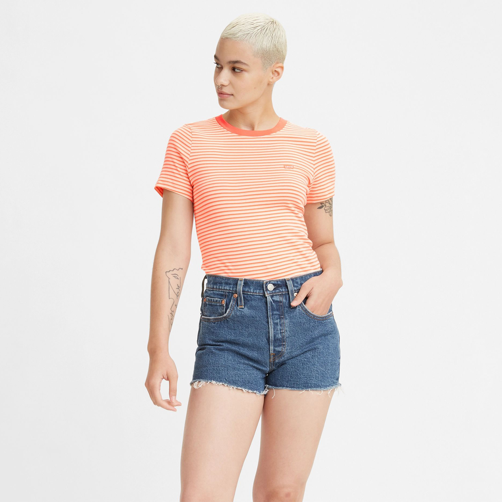 фото Футболка женская levi's women ss rib baby tee розовая xl