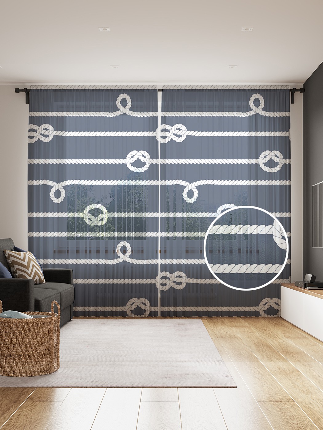 

Фототюль JoyArty "Веревочный узор", 145x265см (2 полотна со шторной лентой + 50 крючков), Веревочный узор