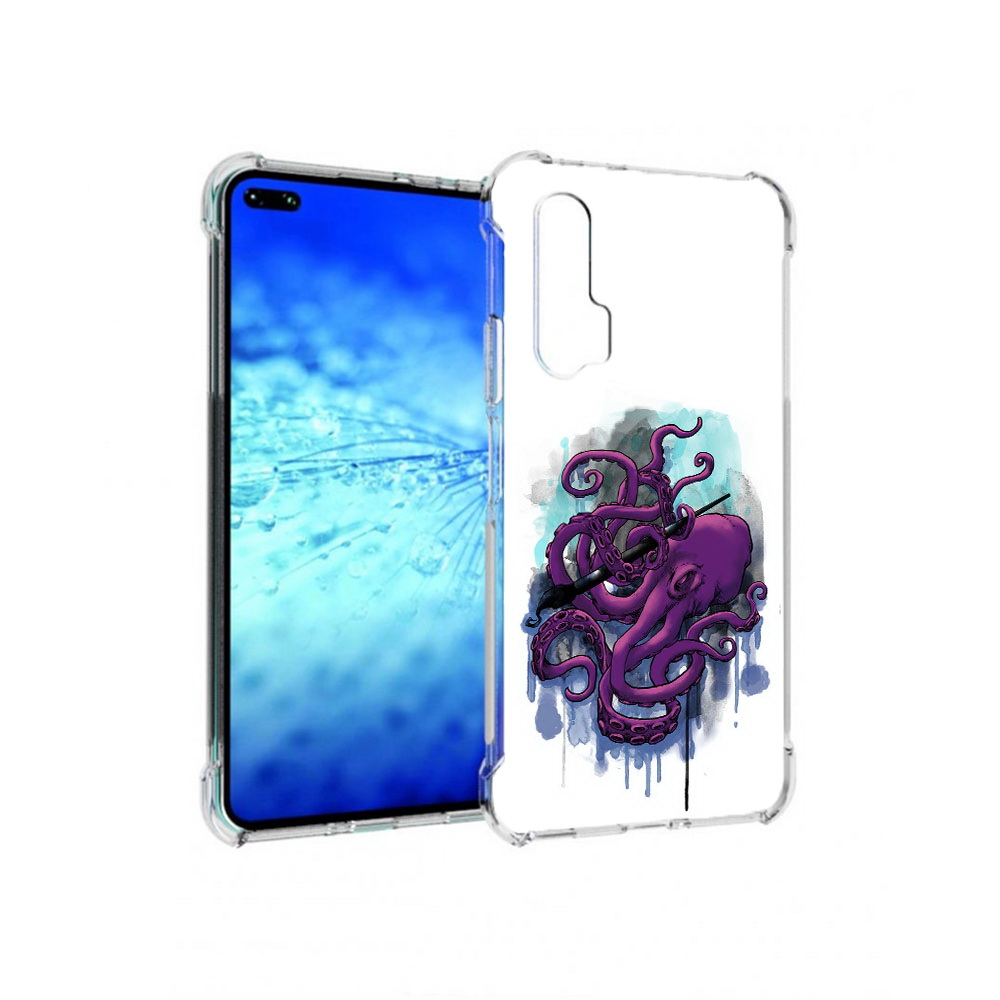 

Чехол MyPads фиолетовый осьминог для Huawei Honor V30 Pro/View 30 Pro/Nova 6/Nova 6 5G, Прозрачный, Tocco