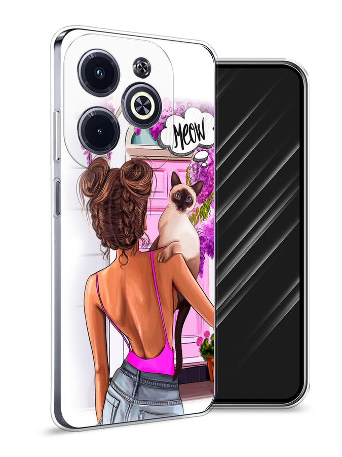 

Чехол Awog на Infinix Hot 40i "Девушка с кошкой", Розовый;коричневый, 3105450-1