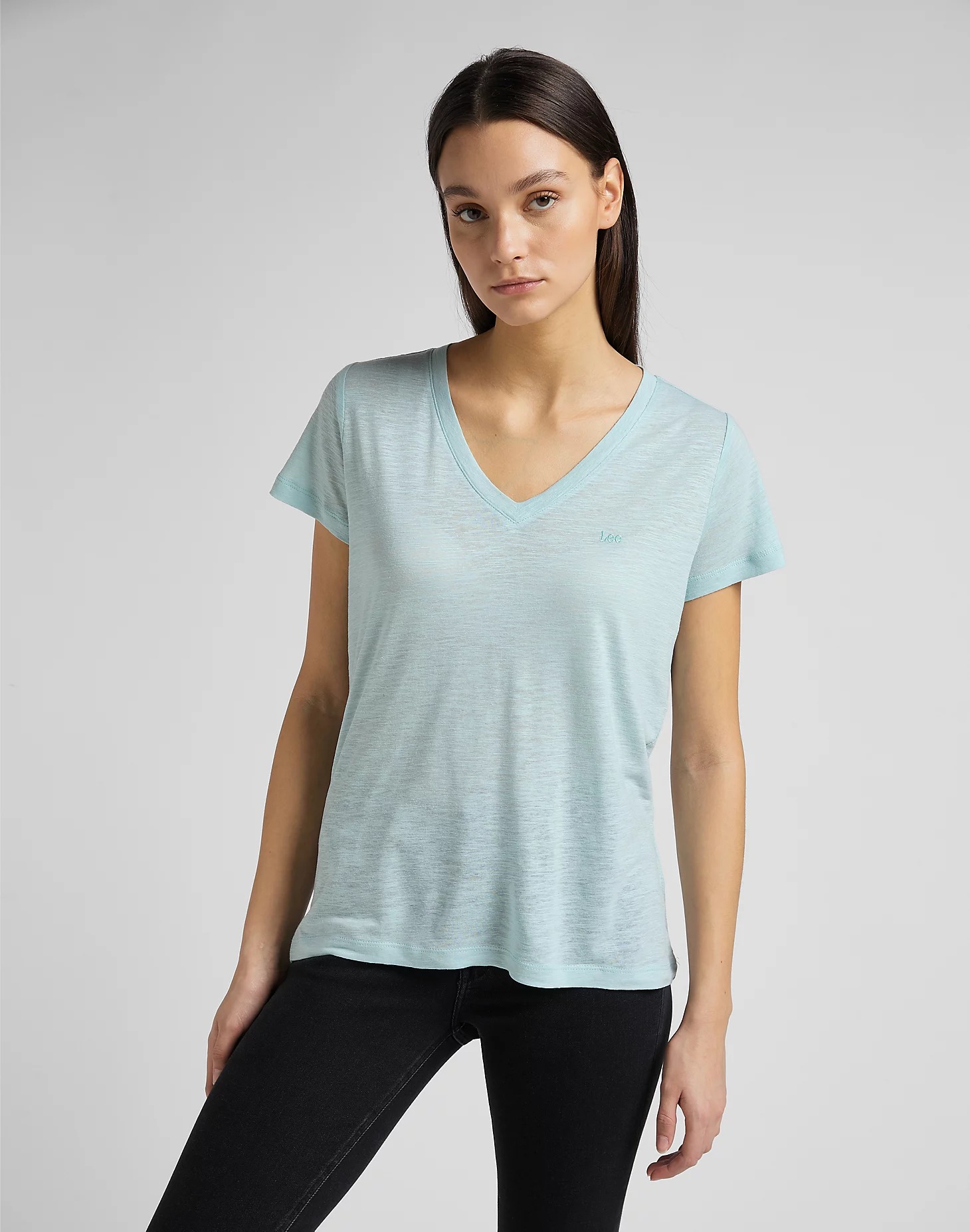 фото Футболка женская lee v neck tee голубая m