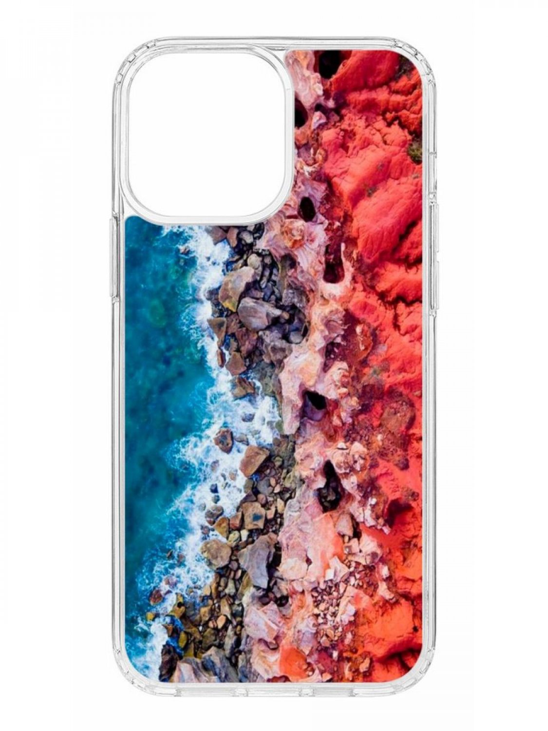 фото Противоударный чехол для apple iphone 13 pro max кruче print морской берег прозрачный