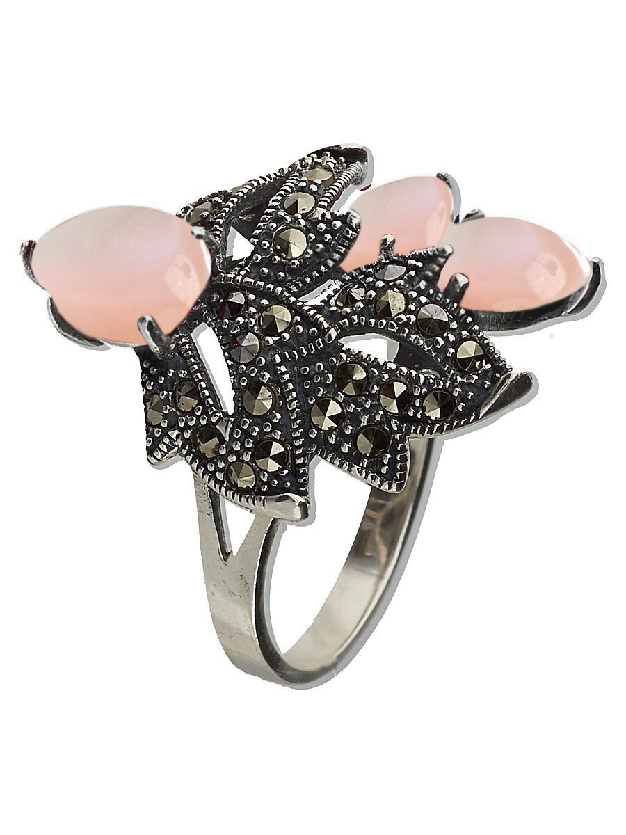 

Кольцо из серебра с марказитом/перламутром р. 19,5 Марказит HR1035, HR1035_марказит, перламутр розовый