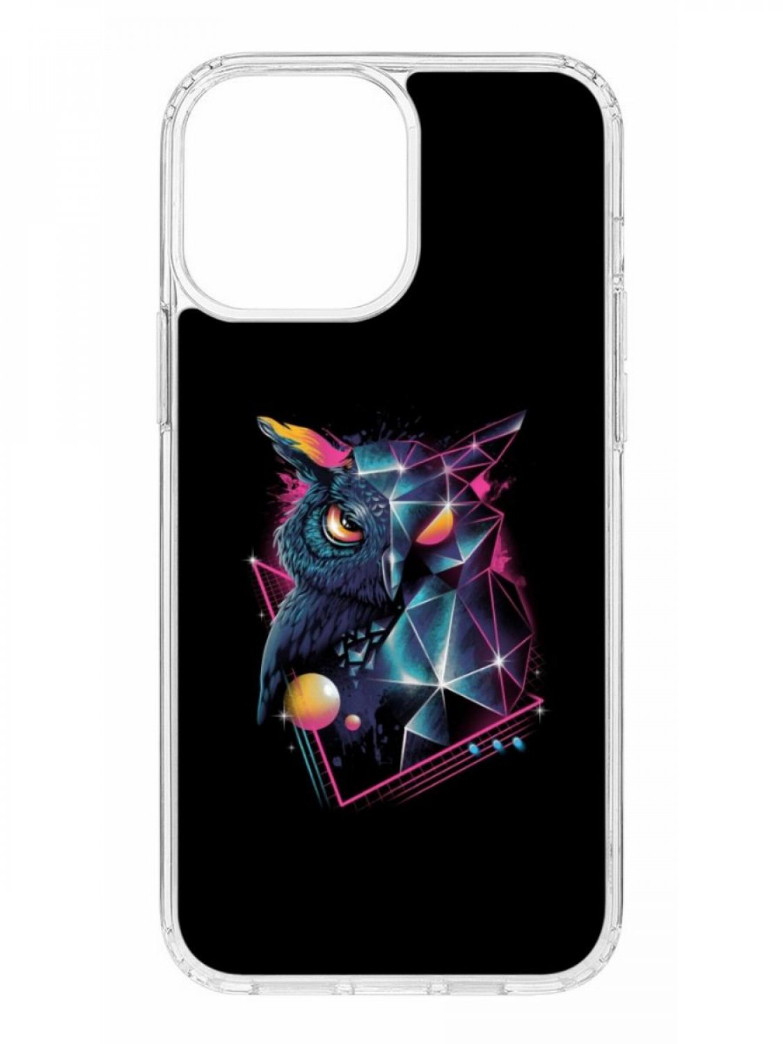 фото Противоударный чехол для apple iphone 13 pro max кruче print retro owl прозрачный