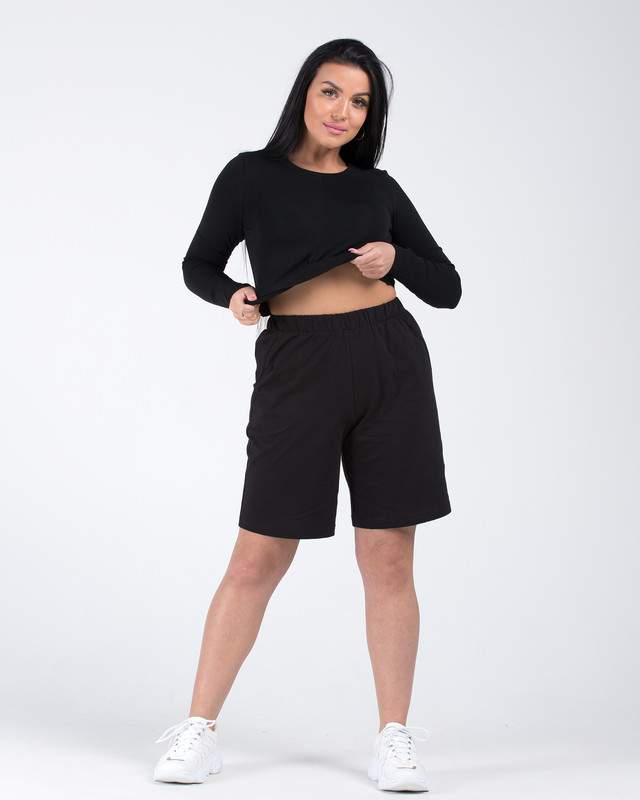 Трикотажные шорты женские ModaRu М-2Ш_черный_р. 54 черные 54 RU