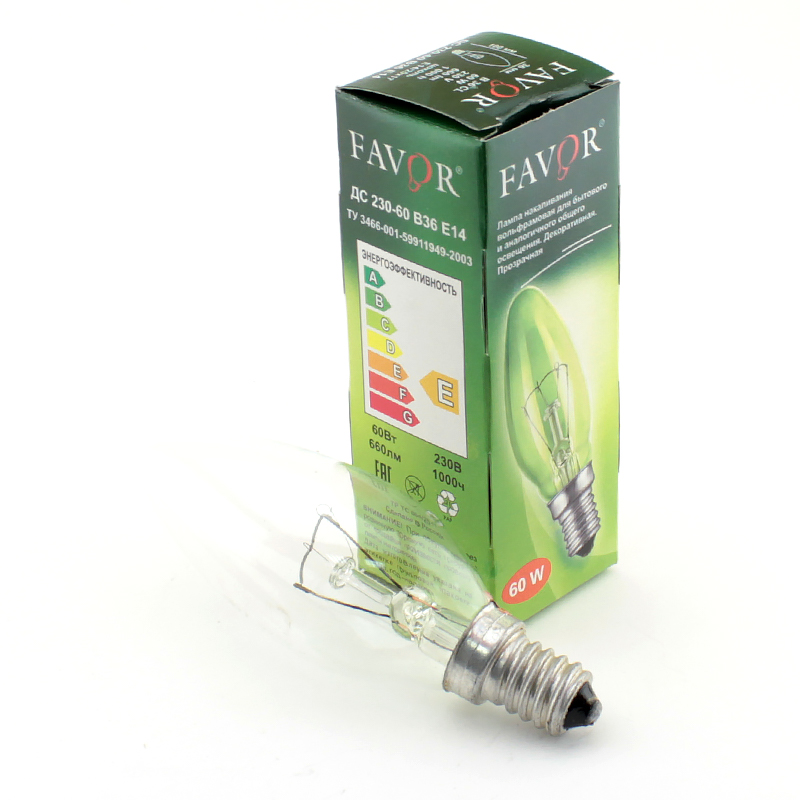 Лампа FAVOR B36 60W E14 Cl