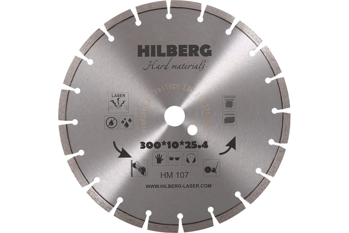 фото Диск алмазный отрезной сегментный hilberg hard materials laser (300x25.4 мм) hm107